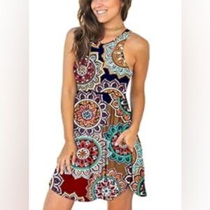 ⭐️3/$27⭐️ Women’s dress size XS. Colorful Sleeveless Dress with Mandala Print